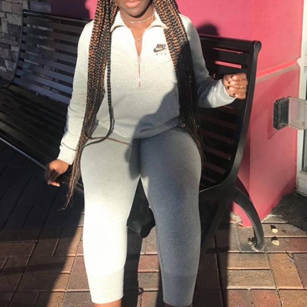 grey and rose gold nike sweatsuit ✔️